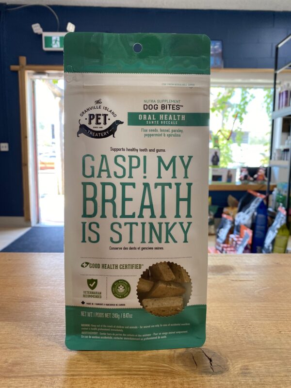 Granville Island Pet Treatery "Gasp! My Breath Is Stinky" Dog Biscuits, What the Woof Pet Supplies, Sicamous BC